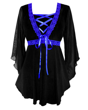 Dare Fashion Bewitched Long sleeve top F01 Royal Gothic Medieval Genie Corset Blouse