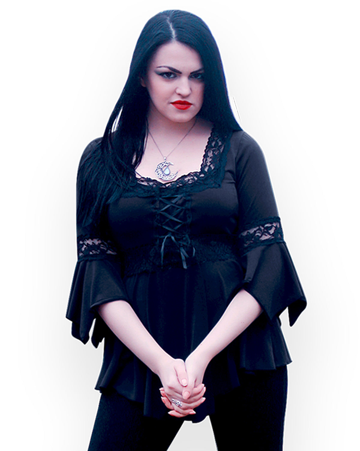 Renaissance Top in Black  Dark Raven Victorian Gothic Corset Blouse - Dare  Fashion