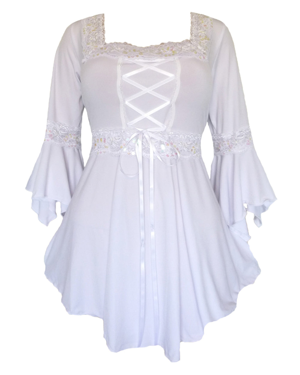 Renaissance Top in Icing | White Sequin Gothic Wedding Corset Blouse ...