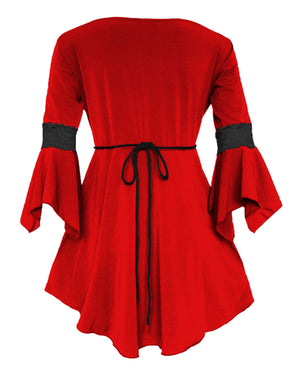 Dare Fashion Renaissance Long sleeve top F05 ScarletB Victorian Gothic Corset Blouse