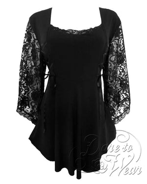 Dare Fashion Enchantress Witch  F22 Black Gothic Victorian Lace Corset Blouse