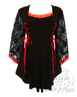 Dare Fashion Enchantress Witch  F22 Scarlet Gothic Victorian Lace Corset Blouse