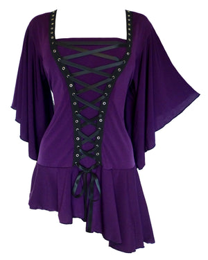 Dare Fashion Alchemy Long sleeve top F27 Amethyst Gothic Steampunk Asymmetric Corset Shirt