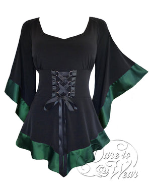 Dare Fashion Treasure Long sleeve top F28 Evergreen Medieval Gothic Cosplay Corset Tunic