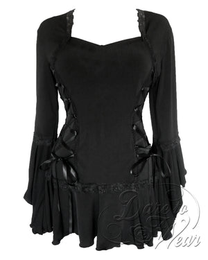 Dare Fashion Bolero Long sleeve top F29 Black Victorian Steampunk Lace Corset Blouse