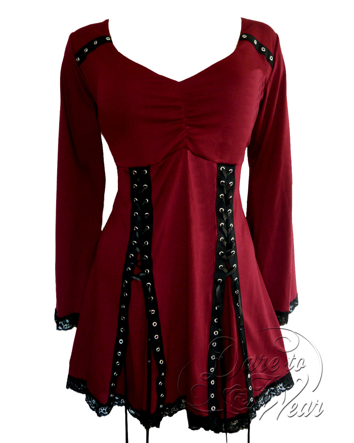 Cathey Long Sleeve Corset Top Red