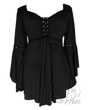 Dare Fashion Ophelia Long sleeve top F34 Black Medieval Steampunk Renaissance Pirate Shirt