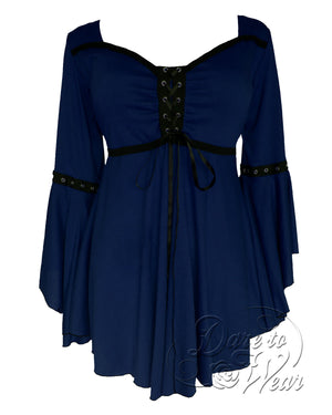 Dare to Wear Victorian Gothic Steampunk Ofelia Top in Midnight Blue