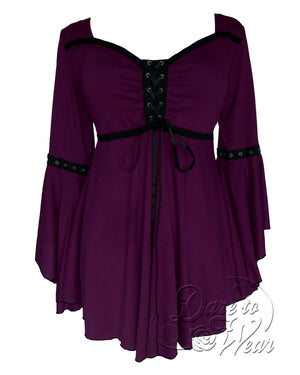 Dare to Wear Victorian Gothic Steampunk Ofelia Top in Plum Purple