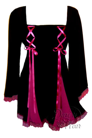 Dare To Wear Victorian Gothic Women's Gemini Princess Corset Top Black/Fuchsia