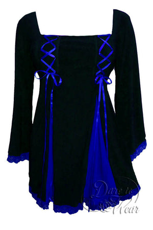 Dare To Wear Victorian Gothic Women's Gemini Princess Corset Top Black/Royal