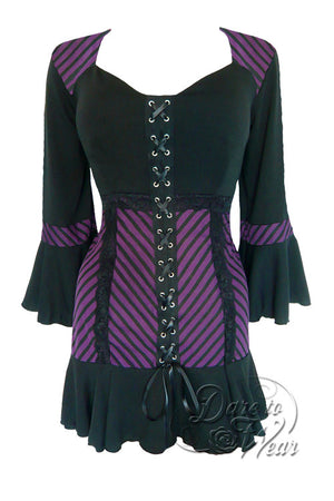 Dare To Wear Victorian Gothic Women's Cabaret Corset Top Purple Maze