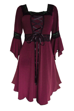 Dare to Wear Victorian Gothic Steampunk Renaissance Corset Dress in Burgundy