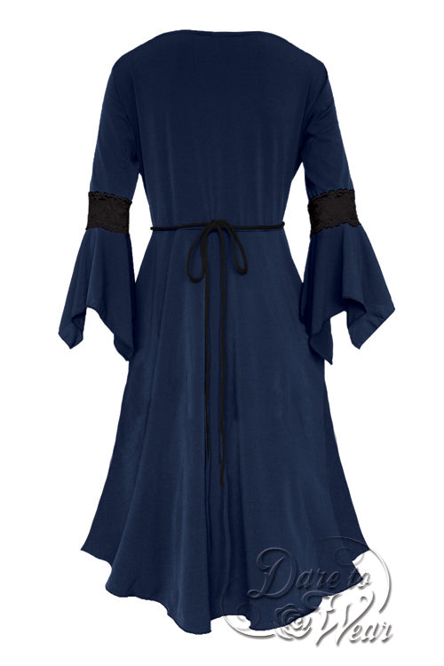 navy blue renaissance dress Renaissance Medieval NAVY Blue Velvet "Gabriella" Dress Clothing Bodice Skirt Pearl Detachable sleeves HALLOWEEN COSTUME Madrigals #1