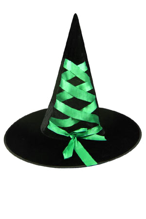 Halloween Witch Hat in Black/Green