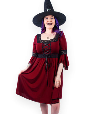Dare Fashion Magick Witch H01 Burgundy SSSwish Renaissance Gothic Witch Costume