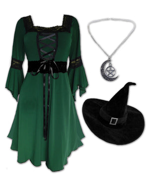 Dare Fashion Magick Witch H01 Envy Renaissance Witch Costume Gothic Cosplay