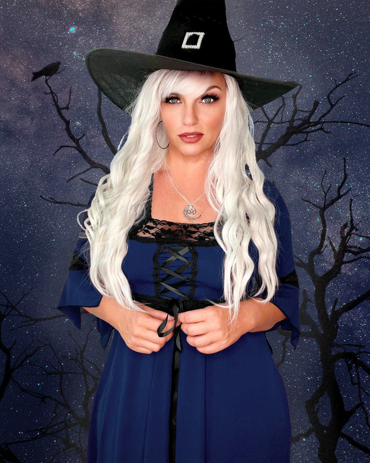 blue witch dress Wholesale Blue Constellations witch velvet dress medieval celestial for your store
