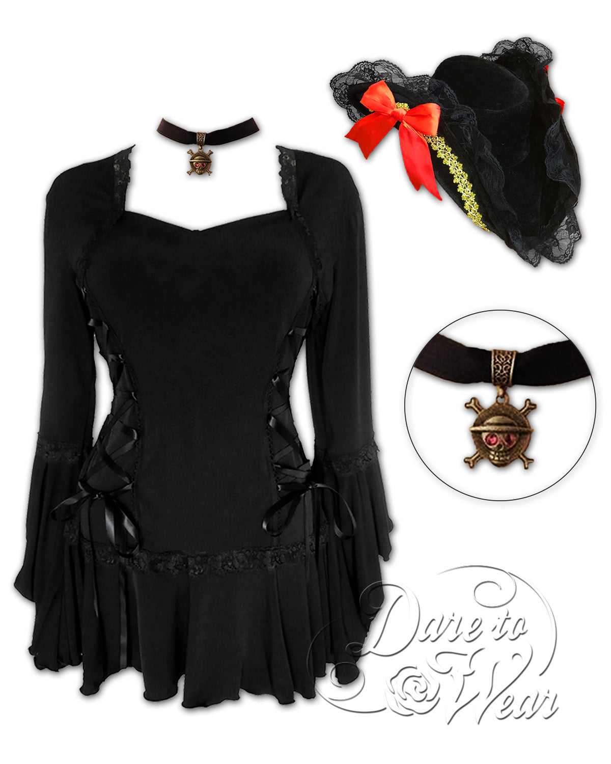 black dress pirate costume Dead Pirate Gothabilly Dress L/XL