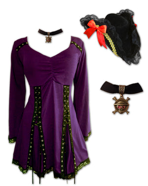 Dare Fashion Corsair Pirate  H05 Electra Mulberry Steampunk Pirate Costume Cosplay