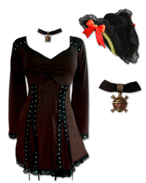 Dare Fashion Corsair Pirate  H05 Electra Walnut Steampunk Pirate Costume Cosplay