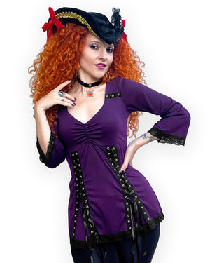 Dare Fashion Corsair Pirate  H05 F30 Mulberry MJPoint Gothic Steampunk Pirate Costume