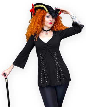 Dare Fashion Corsair Pirate  H05 F30 Raven MJSalute Gothic Steampunk Pirate Costume