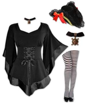 Dare Fashion Buccaneer Pirate H06 Treasure Black Gothic Steampunk Pirate Cosplay