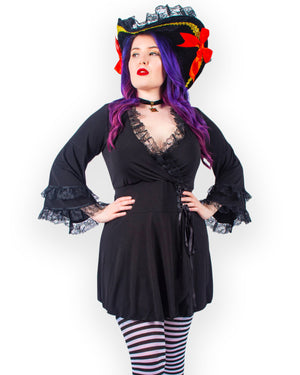 Model in Dare to Wear Buccaneer Pirate Costume with Victoria Top, Midnight