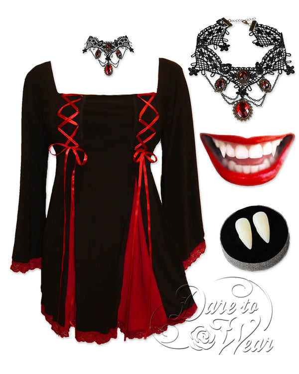 Immortal Vampire Costume with Gemini Princess Top, Red - Dare Fashion