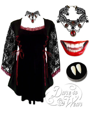 Dare to Wear Victorian Gothic Steampunk Immortal Vampire Costume with Anastasia Top, Burgundy