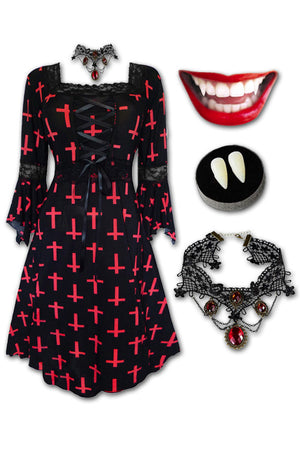 Dare to Wear Victorian Gothic Steampunk Eternal Vampire Costume with Renaissance Dress, Belladonna