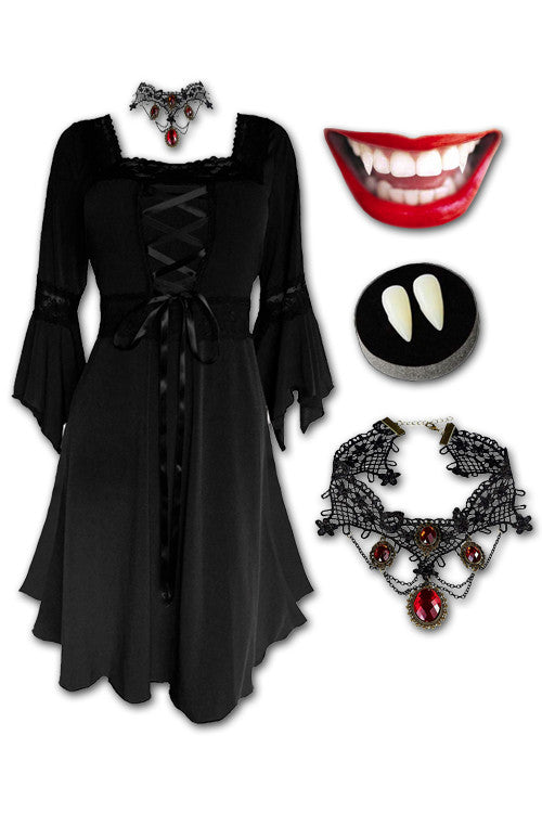 Dare Fashion Eternal Vampire Costume with Renaissance Dress, Black S Dare Fashion Eternal Vampire Costume with Renaissance Dress, Black S