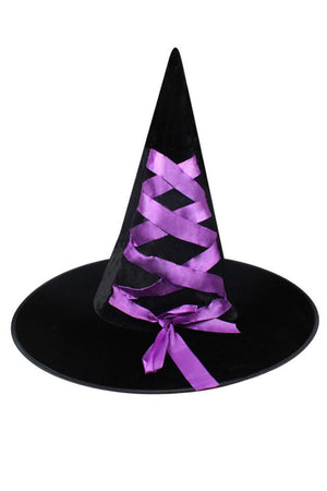 Halloween Witch Hat in Black/Purple