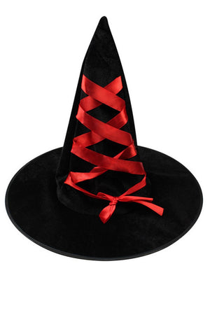 Halloween Witch Hat in Black/Red