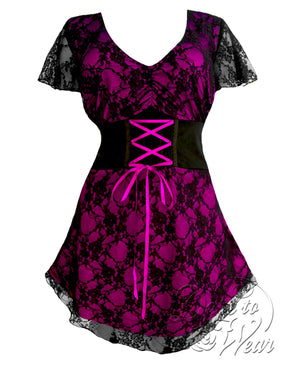 Dare Fashion Sweetheart Short sleeve top S09 Berry Victorian Gothic Corset Chemise