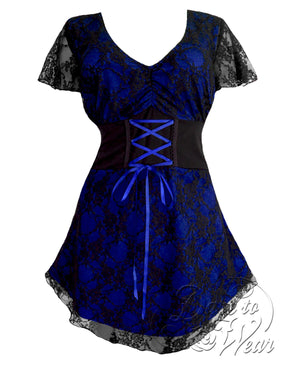 Dare Fashion Sweetheart Short sleeve top S09 Blueberry Victorian Gothic Corset Chemise