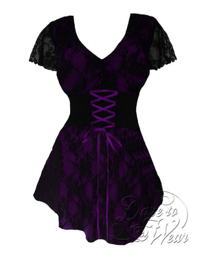Dare Fashion Enchantress Witch  S09 Purple Victorian Gothic Corset Chemise