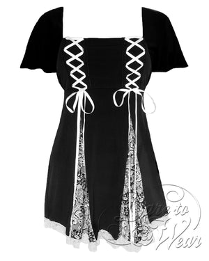 Dare Fashion Gemini Princess S/S Short sleeve top S12 Gothic Victorian Gemini Corset Chantilly Lace