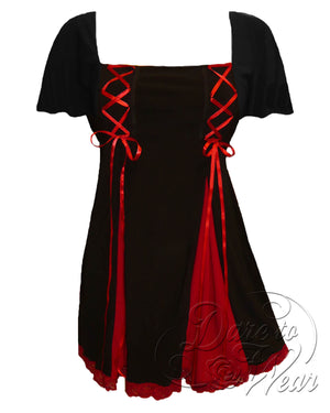 Dare Fashion Gemini Princess S/S Short sleeve top S12 Gothic Victorian Gemini Corset Short Sleeve Red