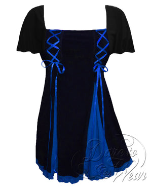 Dare Fashion Gemini Princess S/S Short sleeve top S12 Gothic Victorian Gemini Corset Short Sleeve Royal Blue
