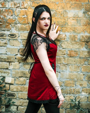 Dare Fashion Roxanne Short sleeve top S46 Burgundy GGBack Gothic Steampunk Roxann Lace Top