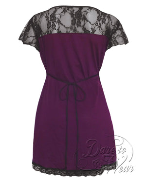 Dare Fashion Roxann Short sleeve top S46 PlumB Gothic Steampunk Lace Corset Top