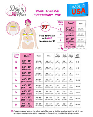 Dare Fashion Printed Sweetheart Short sleeve top Sweetheart Size Chart Victorian Gothic Corset Top