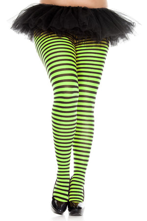 Striped Tights in Black and Green