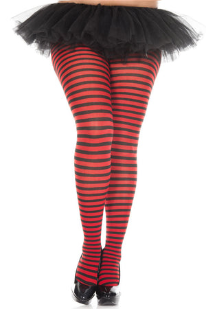Striped Tights in Black and Red