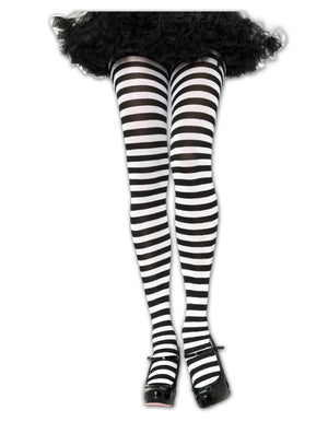 Black/White Striped Tights